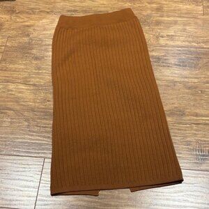 Brown Ribbed elastic Skirt